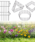 ecofynd Decorative Garden Fence – Black Iron Rectangular Panels (Set of 5/10)