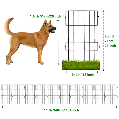 ecofynd Decorative Garden Fence – Black Iron Rectangular Panels (Set of 5/10)