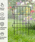 ecofynd Decorative Garden Fence – Black Iron Rectangular Panels (Set of 5/10)