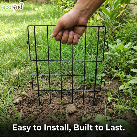 ecofynd Decorative Garden Fence – Black Iron Rectangular Panels (Set of 5/10)