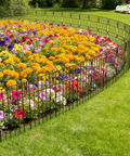 ecofynd Decorative Garden Fence – Black Iron Rectangular Panels (Set of 5/10)