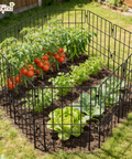 ecofynd Decorative Garden Fence – Black Iron Rectangular Panels (Set of 5/10)