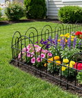 ecofynd Decorative Garden Fence – Black Iron Arc Panels (Set of 5/10)