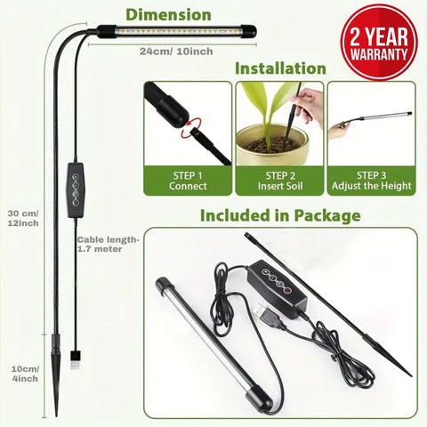 ecofynd Kaira LED Grow Light – 3/9/12H Timer, Full Spectrum Lamp