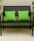 ecofynd Black 2-Seater Garden Bench – Compact Iron Outdoor Seating