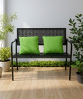ecofynd Black 2-Seater Garden Bench – Compact Iron Outdoor Seating