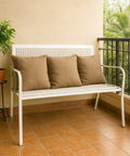 ecofynd White 3-Seater Garden Bench – Durable Iron Outdoor Seating