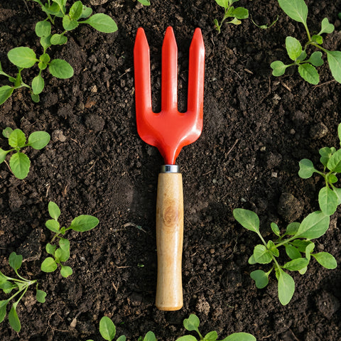 ecofynd Small Hand Fork with Wooden Handle – 25 × 6 cm Rust-Resistant Garden Tool
