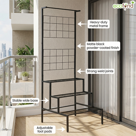 ecofynd 3-Tier Metal Plant Stand – Elegant Iron Shelf for Home & Balcony Décor