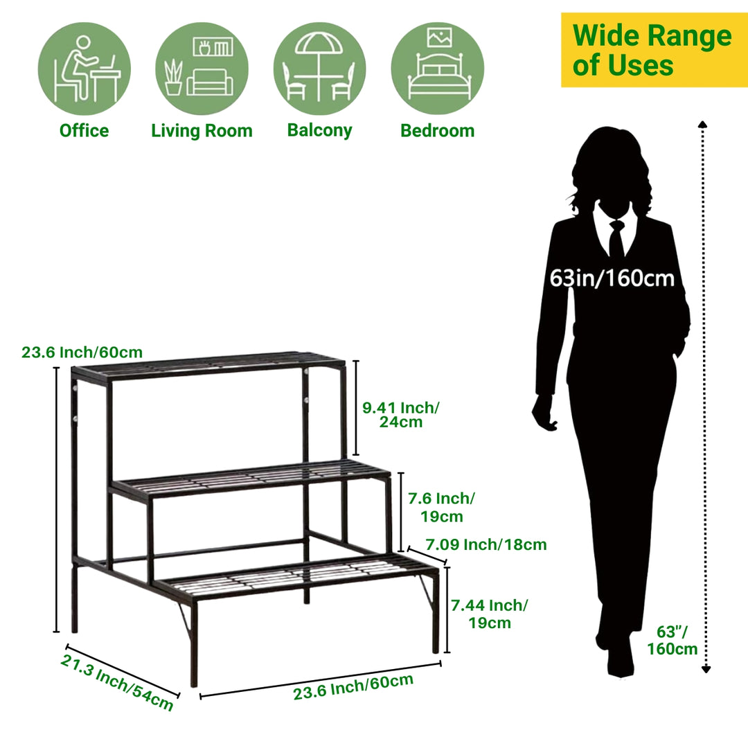 Ecofynd 3-Tier Plant & Utility Stand – Iron, Rust-Resistant