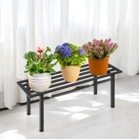 outdoor plastic plant stand Adam Jr Black Plant Stand – Sturdy Metal Planter Stand for Balcony – Ecofynd
