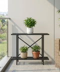 ecofynd Adam Metal Black Plant Stand – 2 Tier Utility Display for Home & Garden