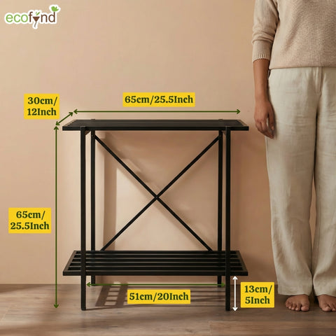 ecofynd Eric Jr Metal Black Plant Stand – 2 Tier Utility Display for Home & Garden