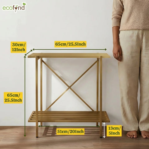 ecofynd Eric Jr Metal Golden Plant Stand – 2 Tier Utility Display for Home & Garden