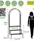 ecofynd Metal Plant Stand with Arch Trellis | 3-Tier Ladder Design for Potted & Hanging Plants | Ecofynd