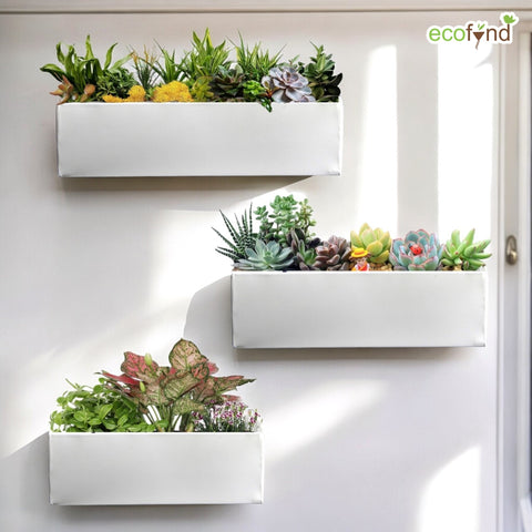 rectangular wall planter indoor Wall-Mounted Metal Planter Set – Sleek Vertical Garden Style – Ecofynd