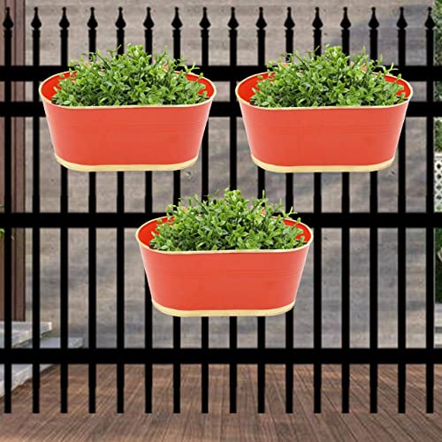 Oval Red/Gold 12" Balcony Railing Planter