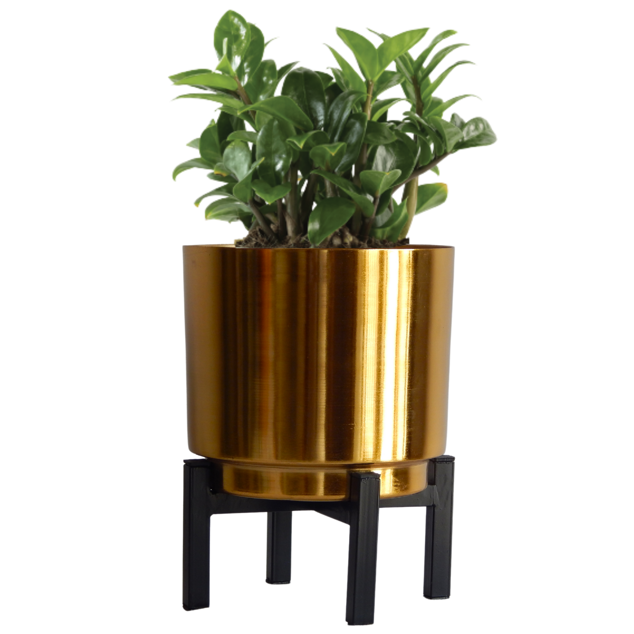 Charles Gold Metal Plant Pot with Stand