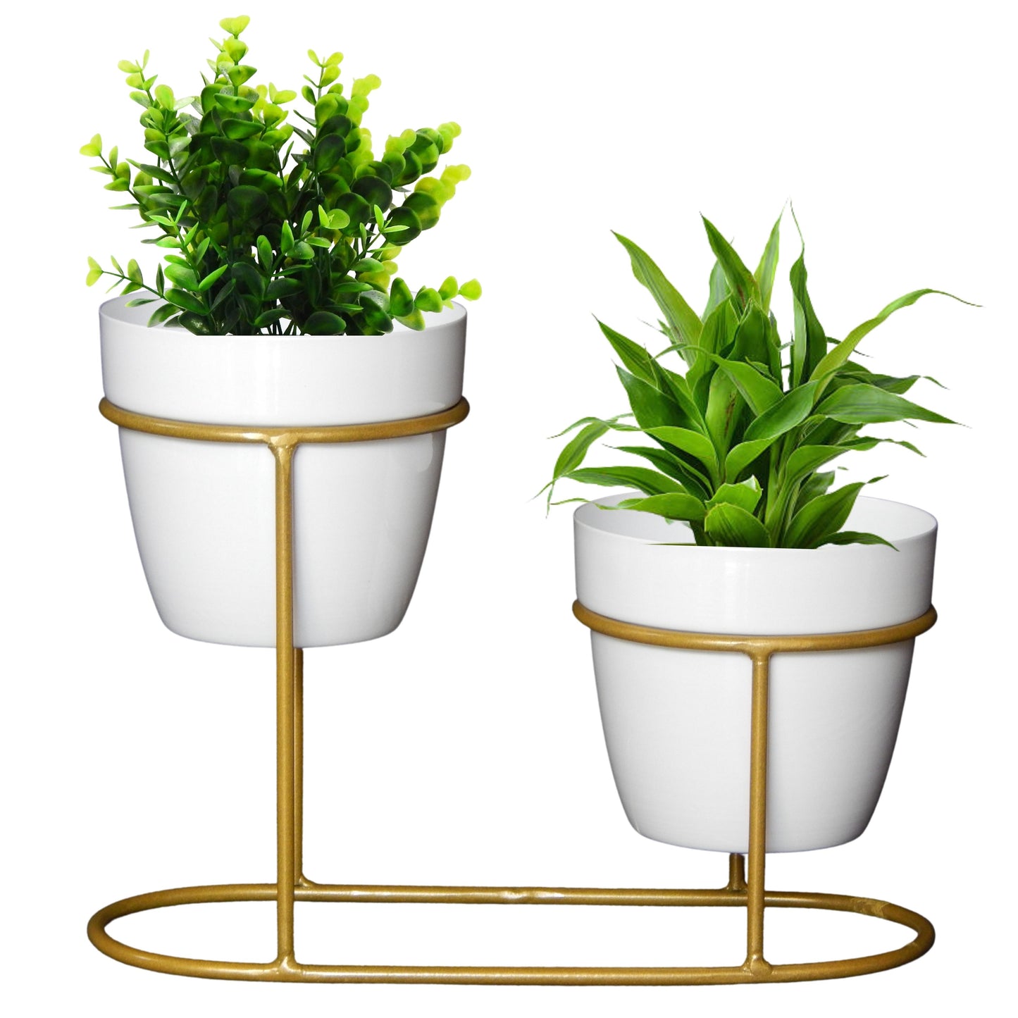 Chloe White Metal Pot with Stand