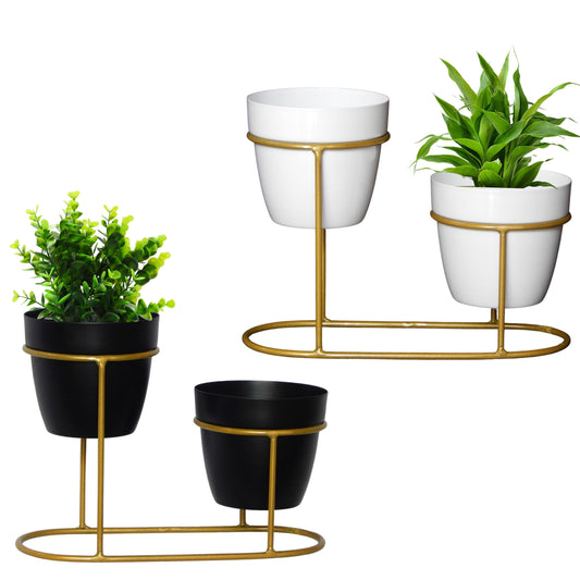 Chloe Metal Pot with Stand (Set of 2)