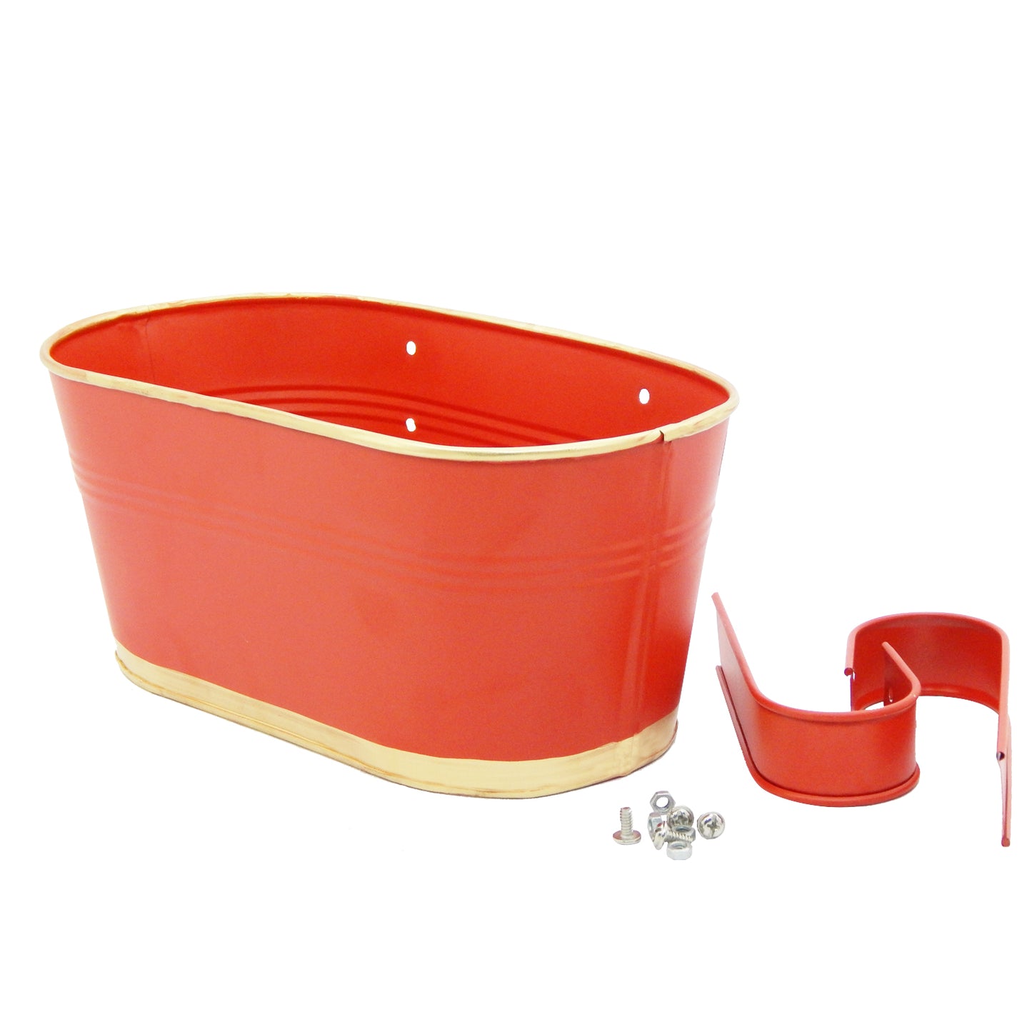 Oval Red/Gold 12" Balcony Railing Planter