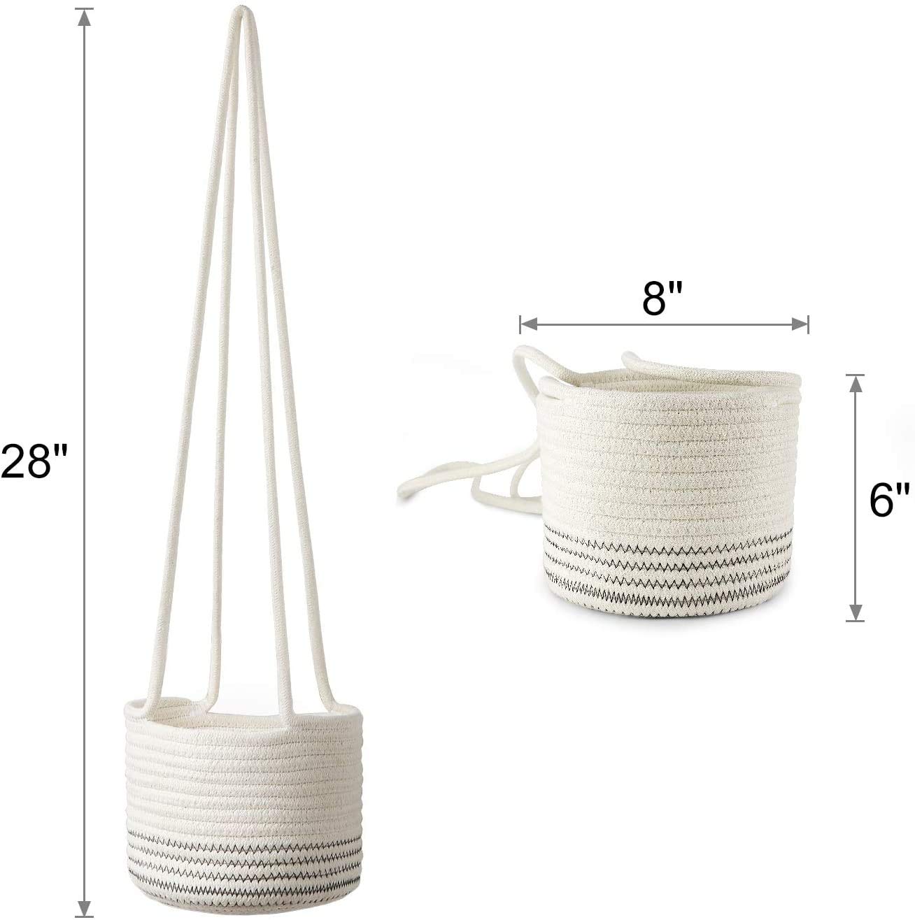 Ecofynd Rope Planter Baskets with Long Hanging Rope Rope Basket freeshipping - Ecofynd