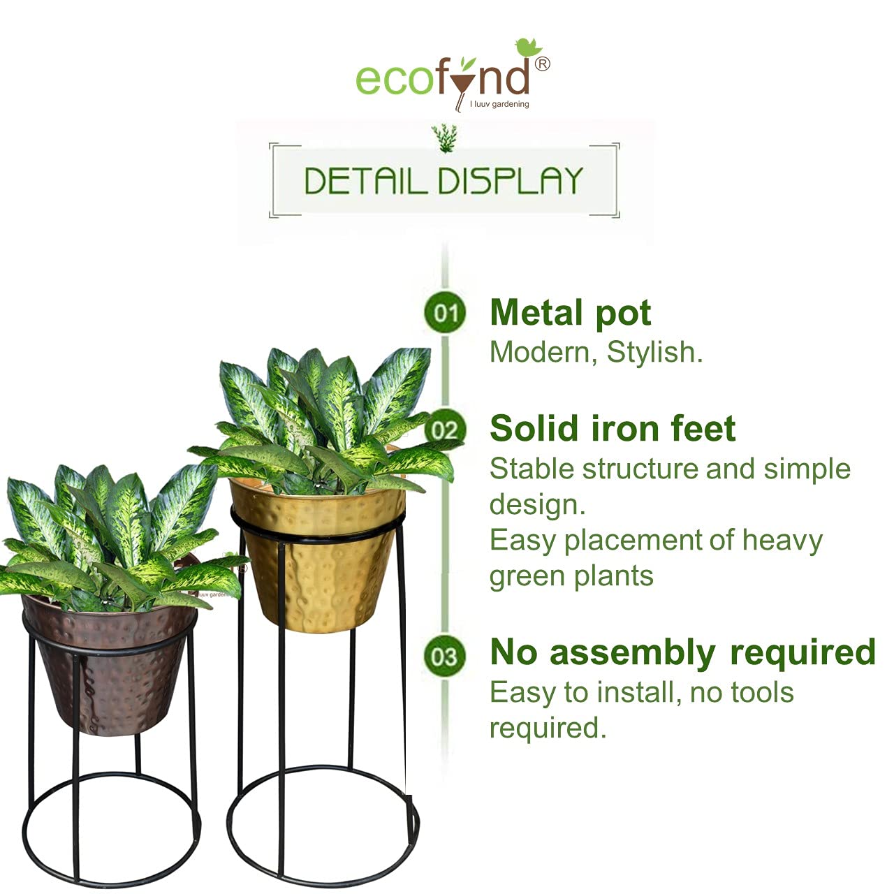 Kira Metal Plant Pot with Stand planter freeshipping - Ecofynd