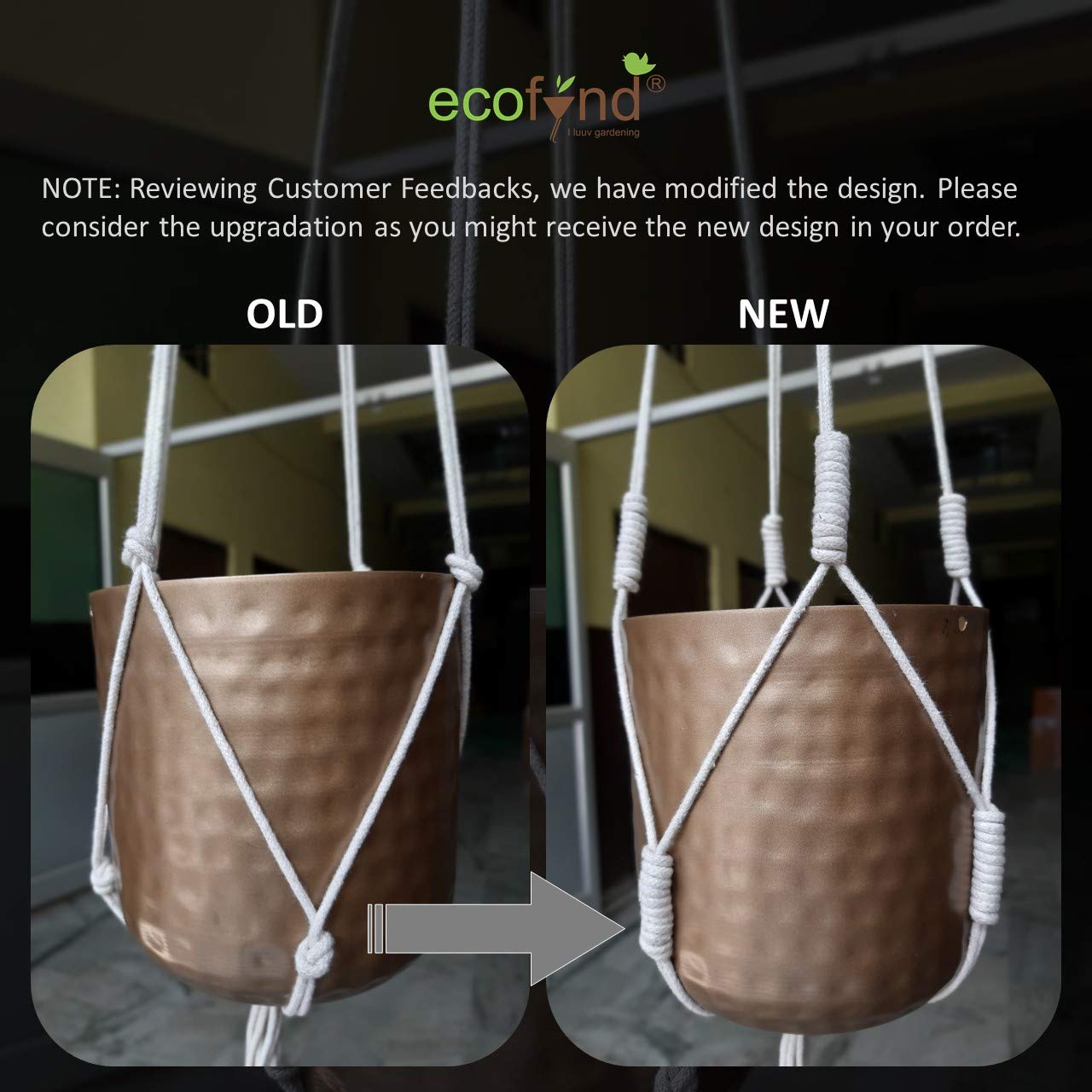 Ecofynd Cotton Flower Pot Holder, Set of 5 Macrame Plant Hanger freeshipping - Ecofynd