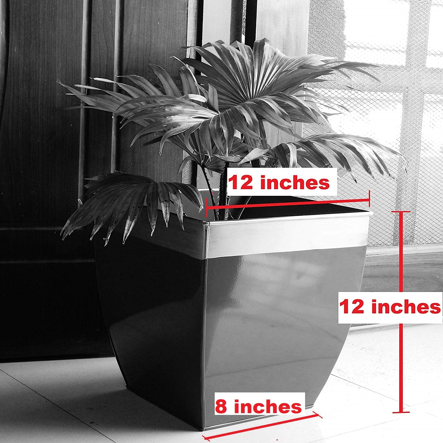 Midland 12 inches Black Tapered Planter Large Planters freeshipping - Ecofynd