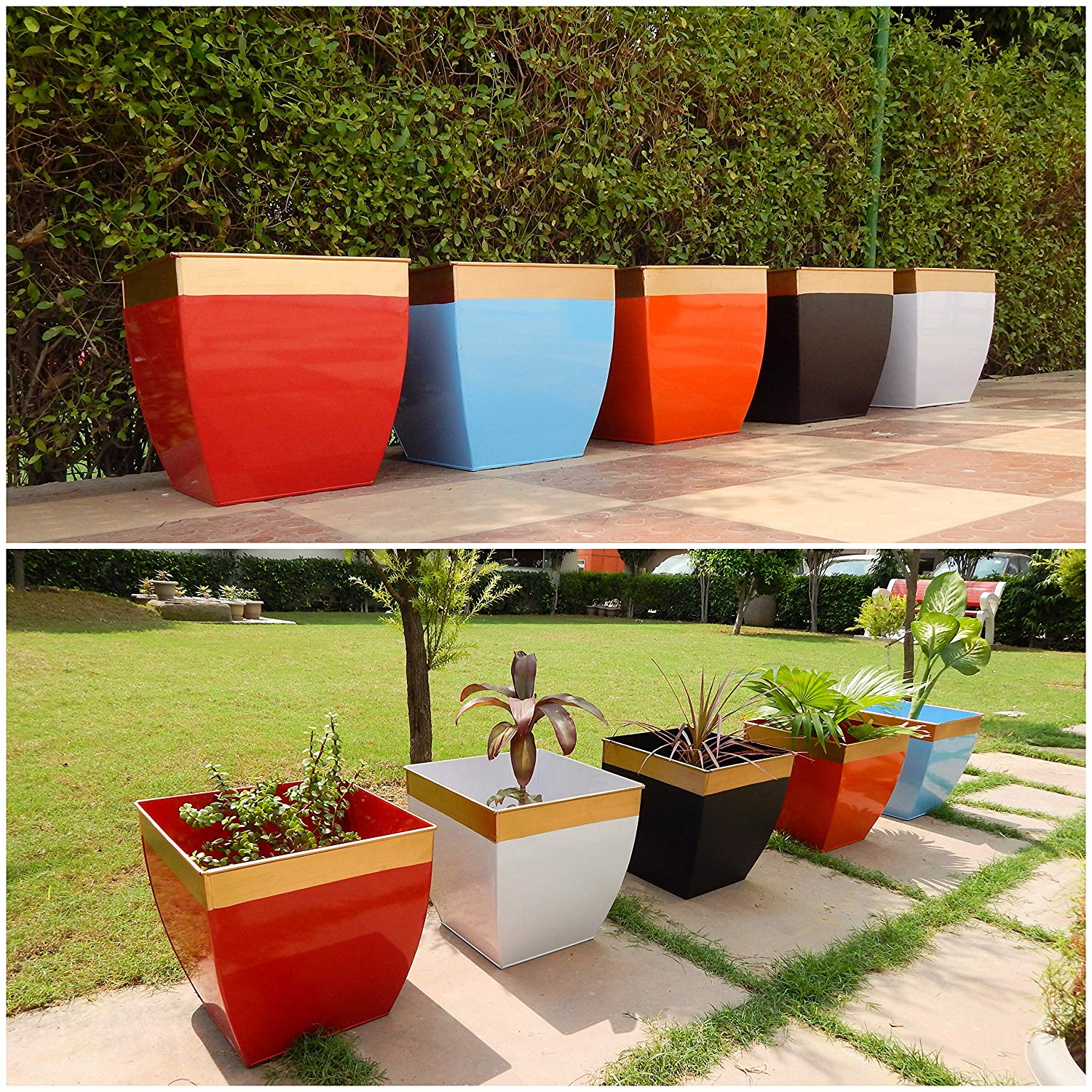 Midland 12 inches Multicolor Tapered Planter Large Planters freeshipping - Ecofynd