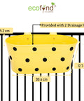 ecofynd Red and Yellow Oval Polka Railing Planter Set (Rust-Resistant Iron Boxes)