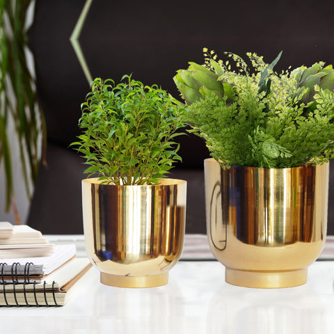brushed gold plant pot Eva Luxe – Gold Metal Elegance for Your Plants – Ecofynd