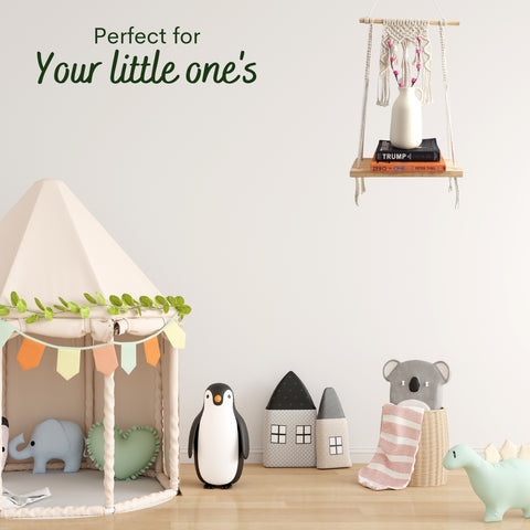 Ecofynd Handmade Macrame Hanging Shelf – Boho Chic Display Shelf by Ecofynd