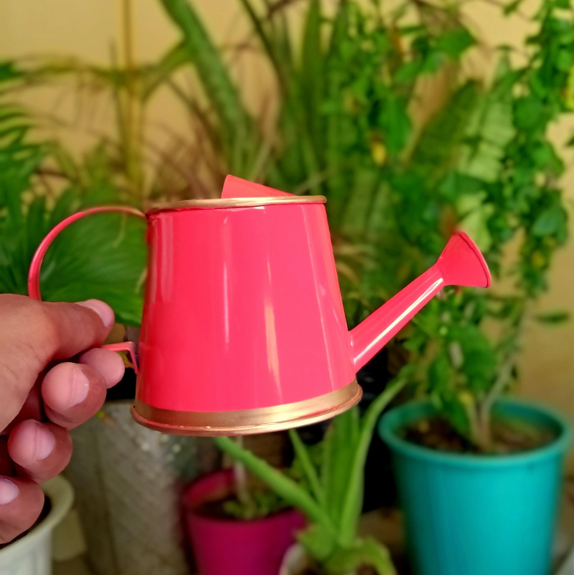 ecofynd 250 ml Pink Watering Can with Gold Border for Kids Watering Can freeshipping - Ecofynd