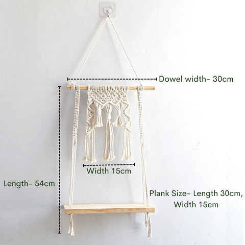 Ecofynd Handmade Macrame Hanging Shelf – Boho Chic Display Shelf by Ecofynd