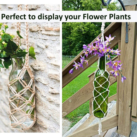 plastic bottle plant hanger BohoTwine Macrame Bottle Hanger – Eco-Chic Plant Display – Ecofynd