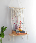 Ecofynd Handmade Macrame Hanging Shelf – Boho Chic Display Shelf by Ecofynd