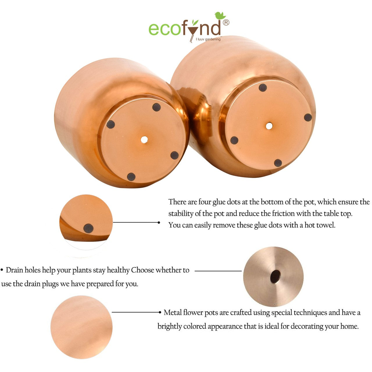Eva Copper Metal Plant Pots Planters freeshipping - Ecofynd