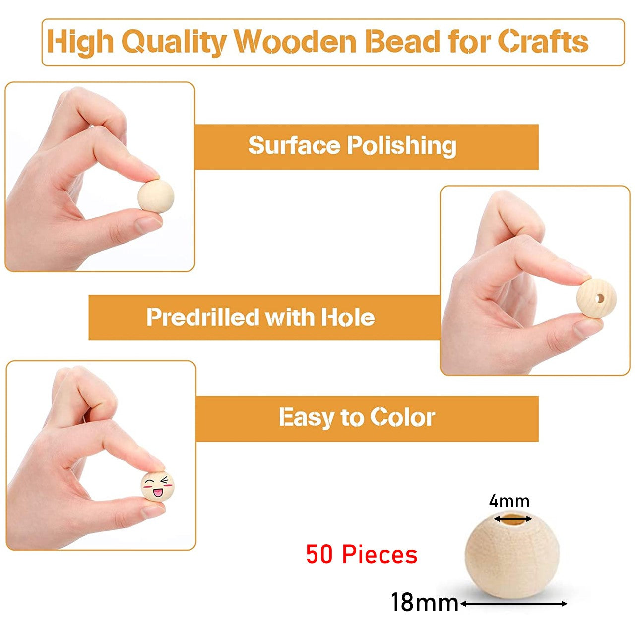 Natural Wooden Beads 18 mm