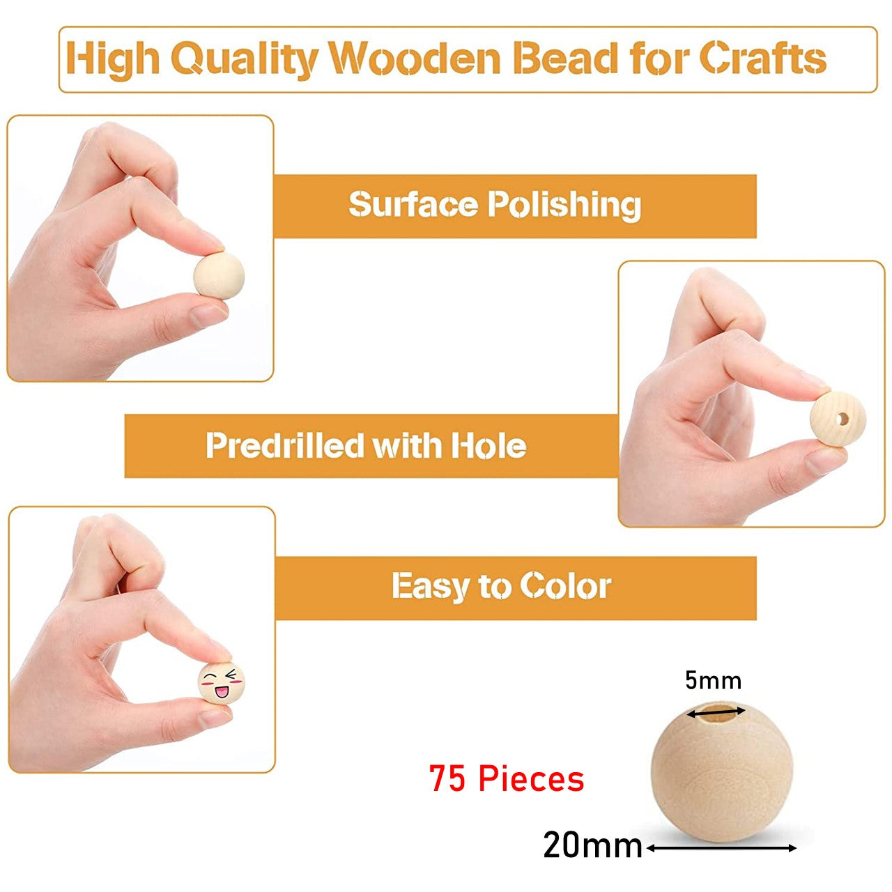 Natural Wooden Beads 20 mm