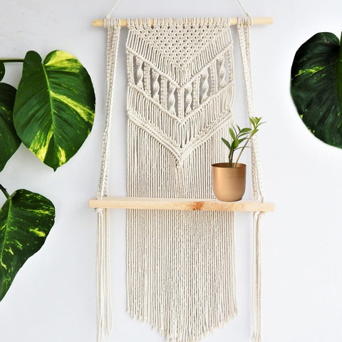 macrame hanging plant shelf Handcrafted Macrame Wall Hanging Shelf: Rustic Boho Storage – Ecofynd