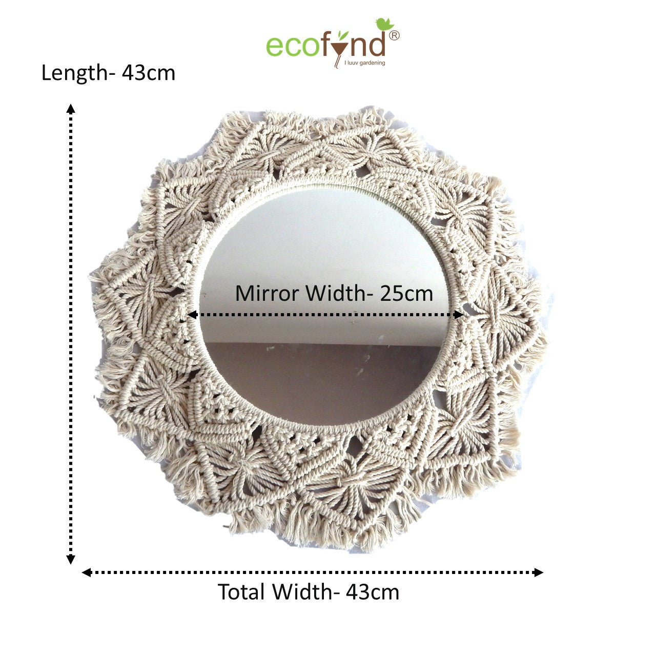 ecofynd Cotton cotton Macrame Wall Mirror with Boho Fringes Macrame Mirror freeshipping - Ecofynd