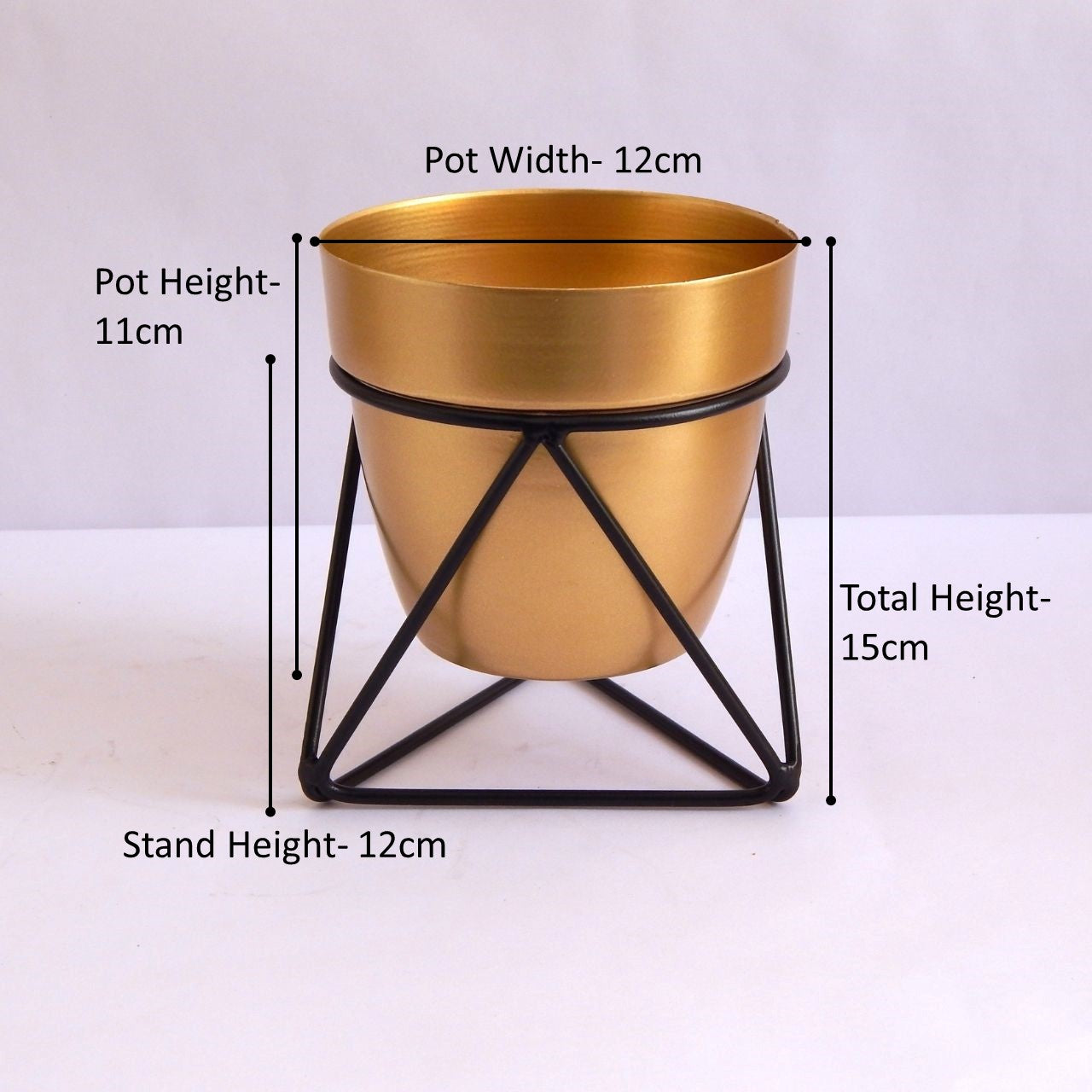 Noa Gold Metal Pot with Stand