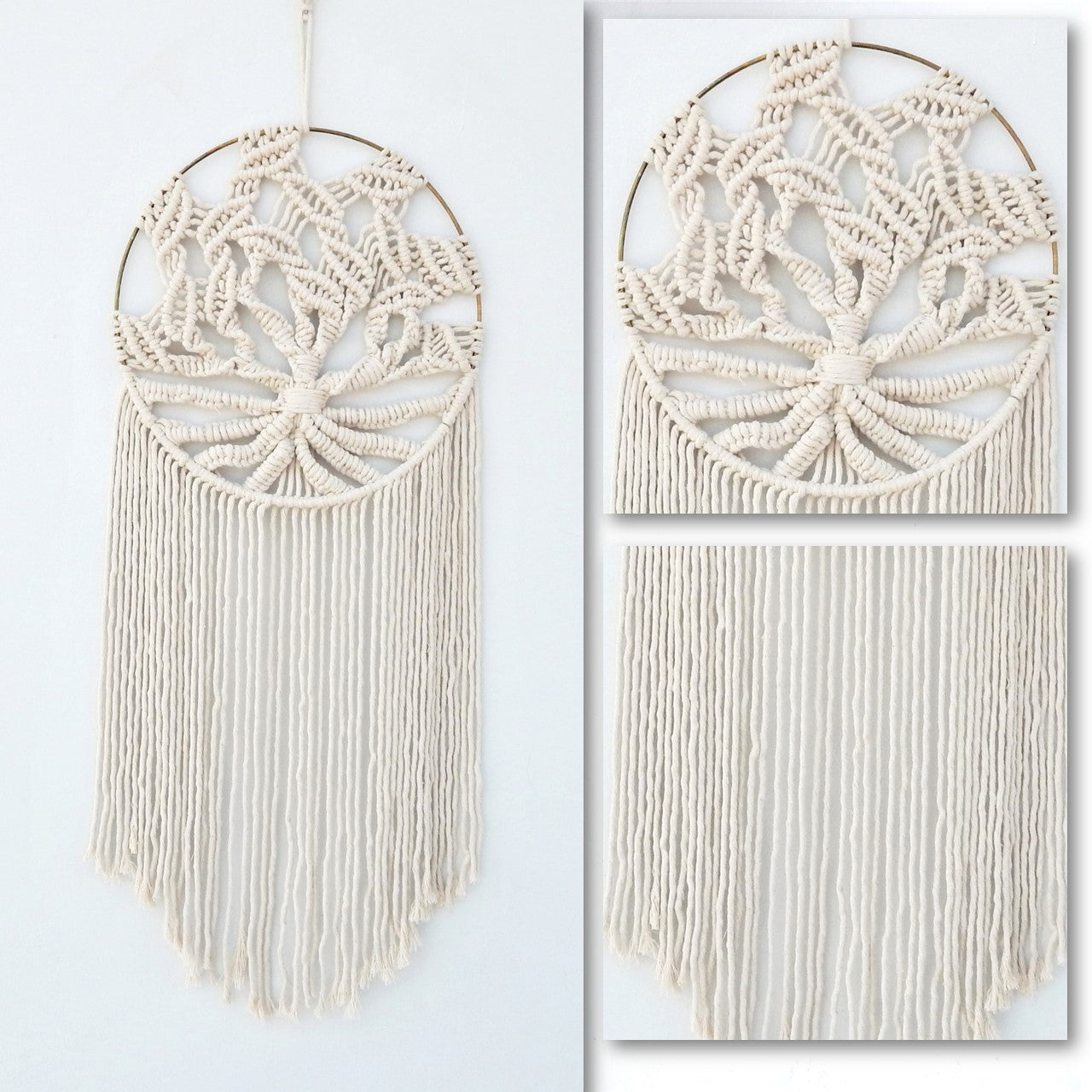 ecofynd Macrame Dream Catcher Tree Of Life With Golden Ring hanging ornament freeshipping - Ecofynd