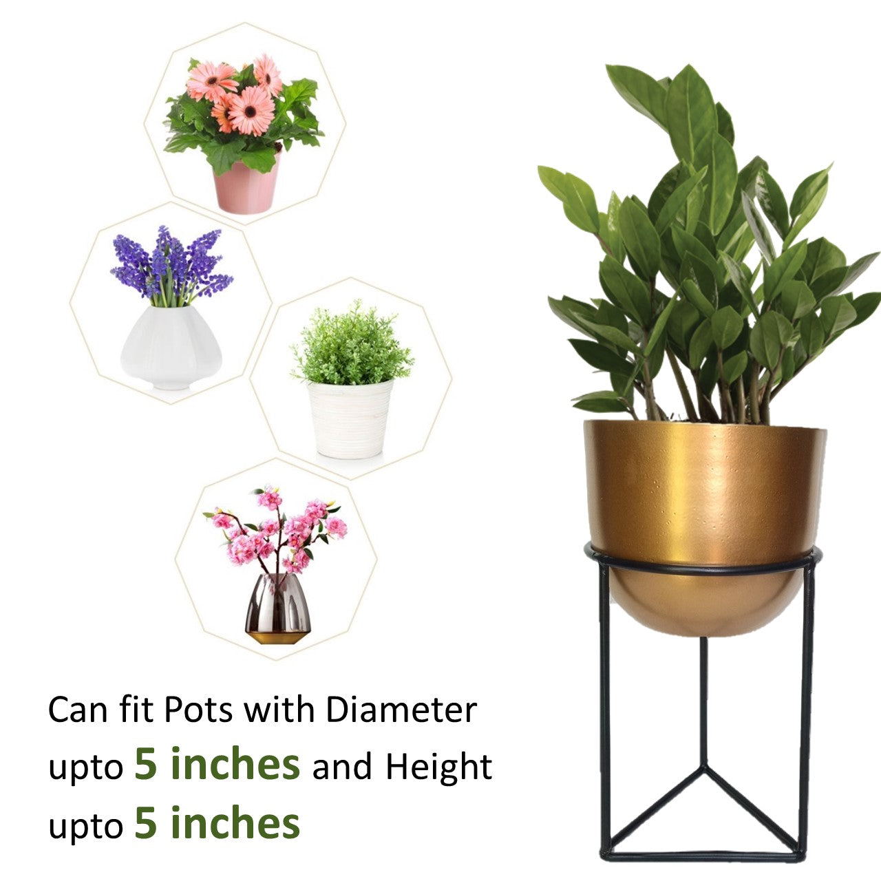 6 inches Kelly Metal Plant Pot with Stand Planter freeshipping - Ecofynd