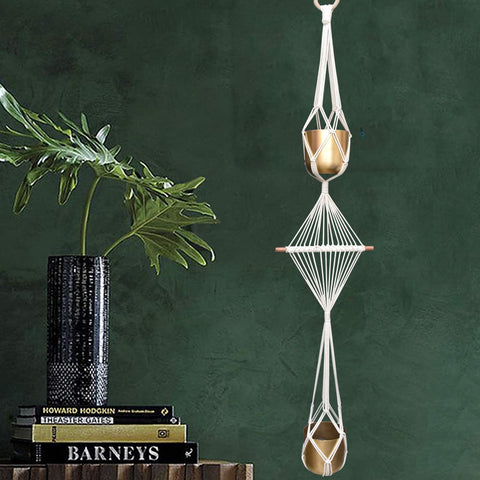 tiered macrame plant hanger Ecofynd Macrame Cotton Plant Hanger Rope freeshipping