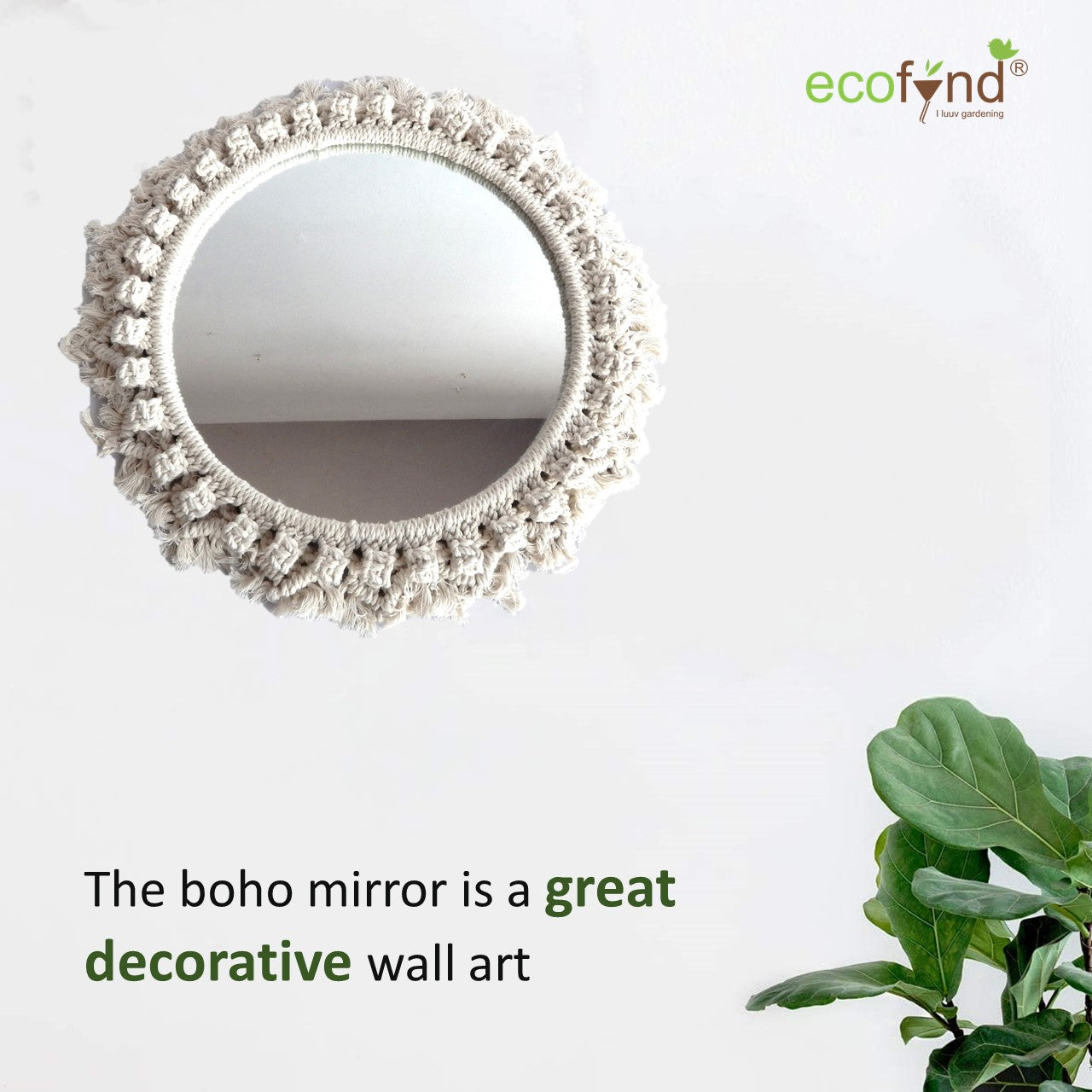 ecofynd Cotton cotton Macrame Wall Mirror with Boho Fringes Macrame Mirror freeshipping - Ecofynd