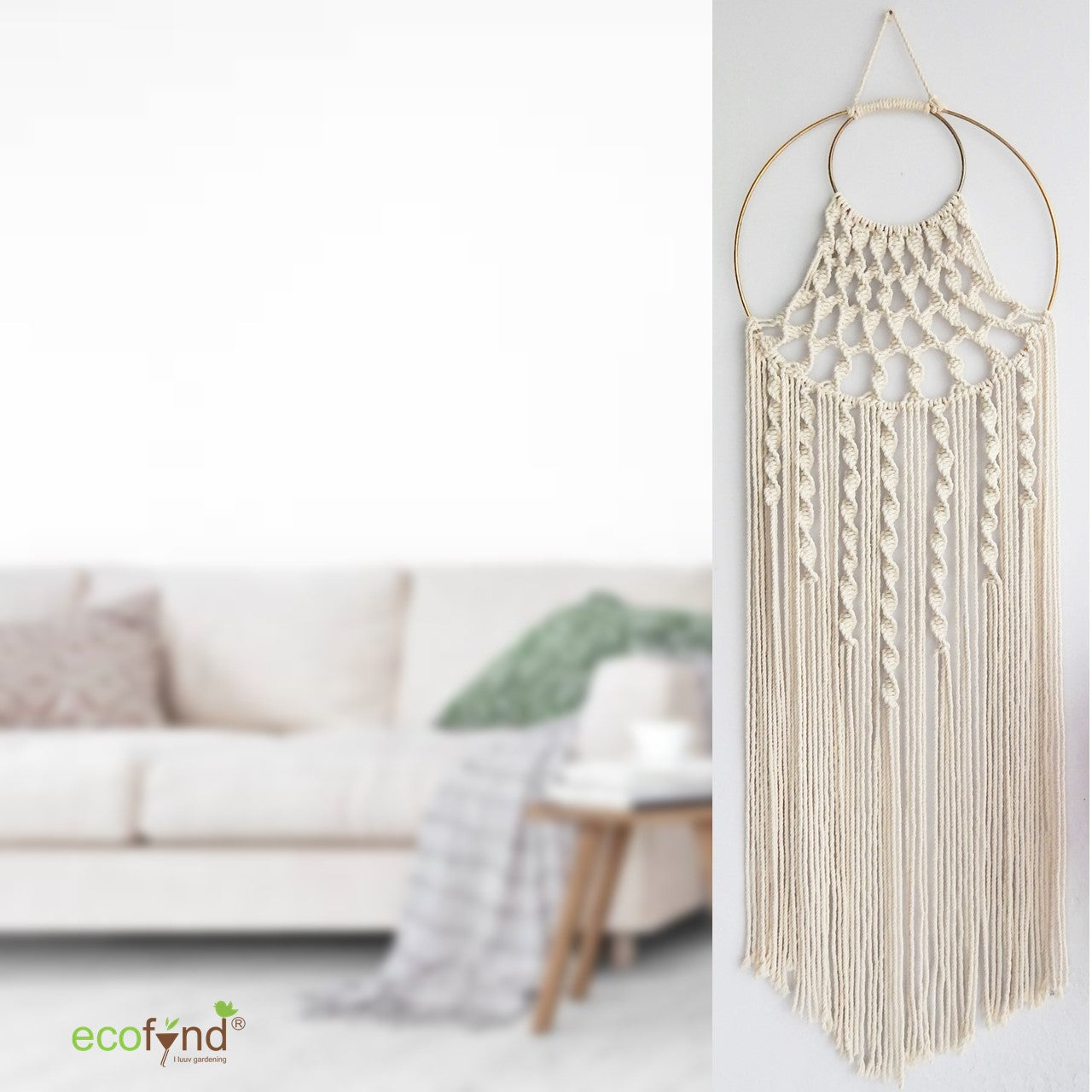 ecofynd Macrame Dream Catcher With Golden Ring hanging ornament freeshipping - Ecofynd