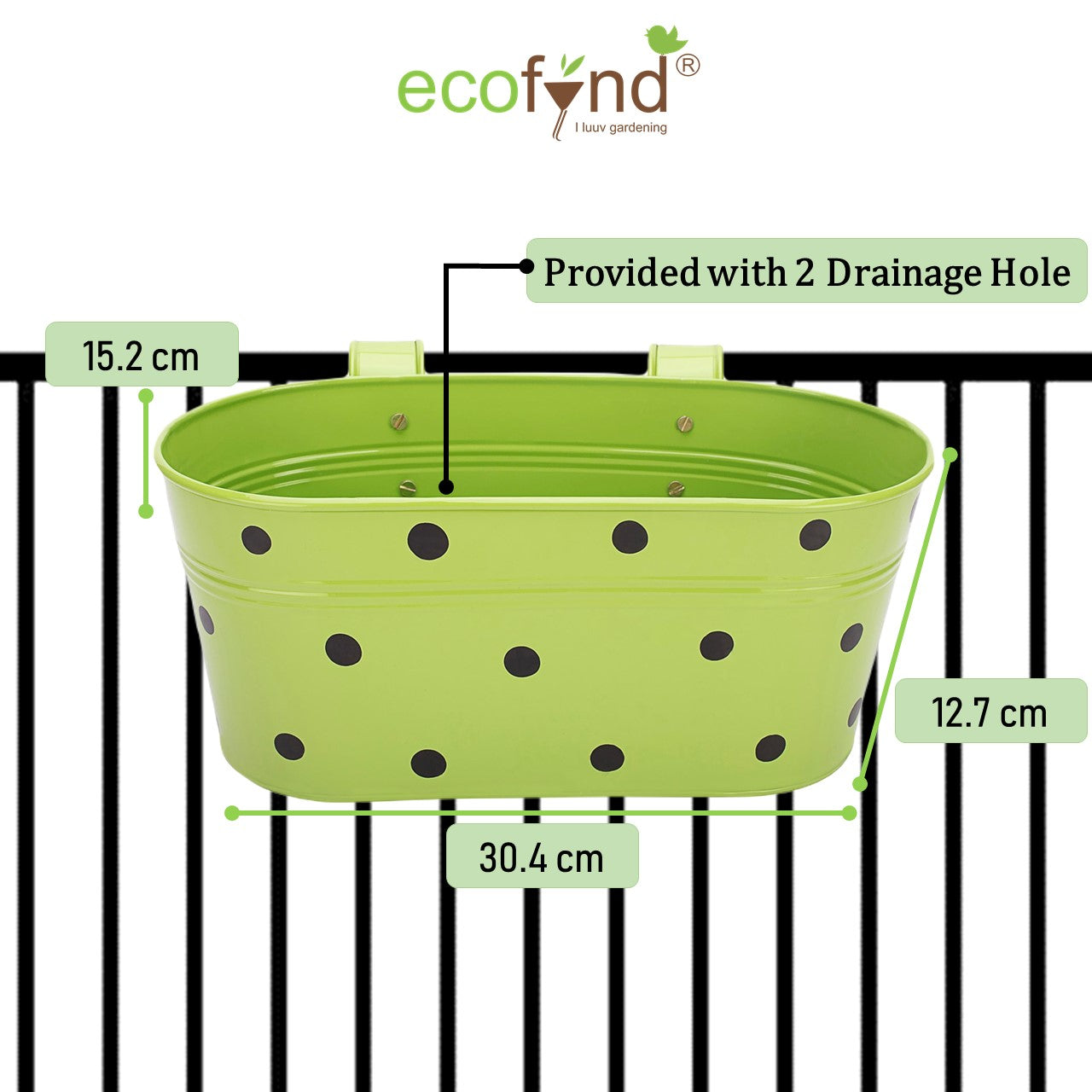 ecofynd Oval Polka Dot Balcony Railing Planter with Detachable Handle Railing Planter freeshipping - Ecofynd