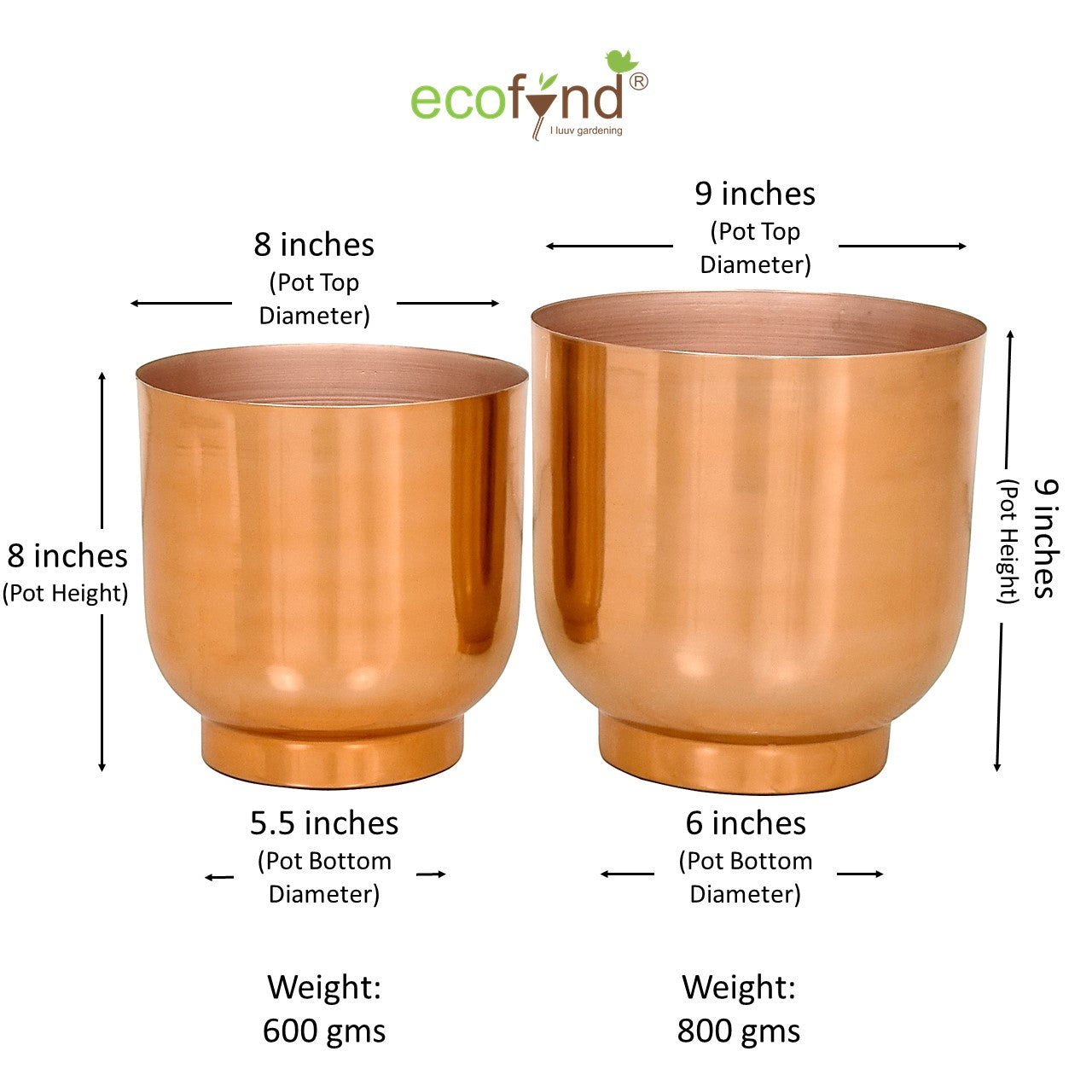 Eva Copper Metal Plant Pots Planters freeshipping - Ecofynd